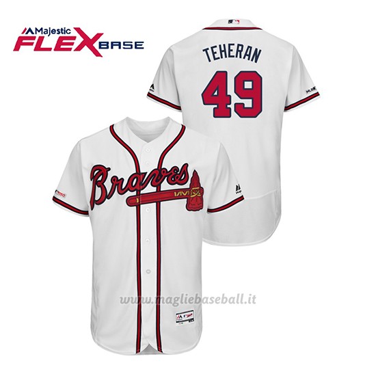 Maglia Baseball Uomo Atlanta Braves Julio Teheran 150th Aniversario Patch Flex Base Bianco